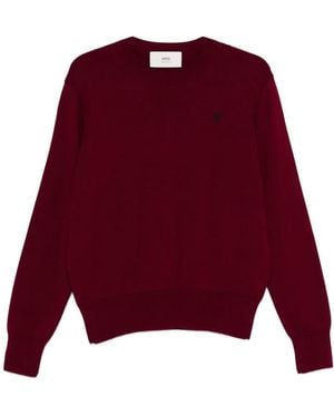Ami Paris Jersey Con Logo Y Cuello Redondo - Rojo