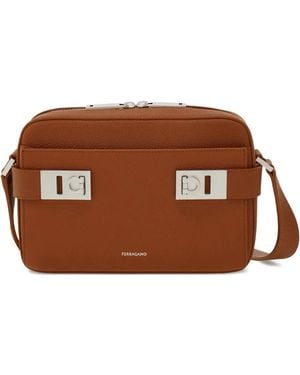 Ferragamo Sac À Bandoulière Gancio Buckles - Marron
