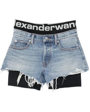 Alexander Wang Layered Frayed Shorts - Blue