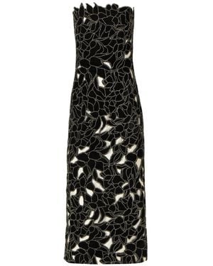 Costarellos Nellia Floral-Cut Strapless Midi Dress - Black