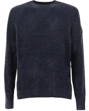 Rrd Pullover aus Samt mit rundem Ausschnitt - Blau