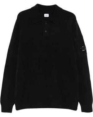 C.P. Company Geripptes Poloshirt - Schwarz