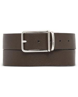 ARMANI EXCHANGE Logo-Detail Square-Buckle Belt - Brown