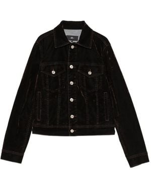 7 For All Mankind Velvet-Effect Button-Up Jacket - Black