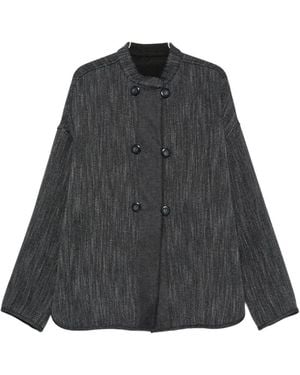 Emporio Armani Double-Breasted Herringbone Jacket - Black