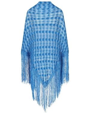 Giada Benincasa Écharpe Frangée À Carreaux - Bleu