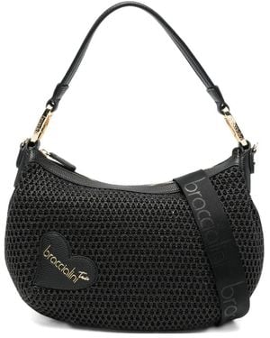 Braccialini Beth Tricot Top-Zip Shoulder Bag - Black