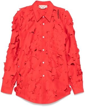 Marni Cut-Out Detail Cotton Shirt - Red