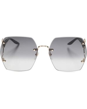 Gucci Double G Oversize-Frame Sunglasses - Grey