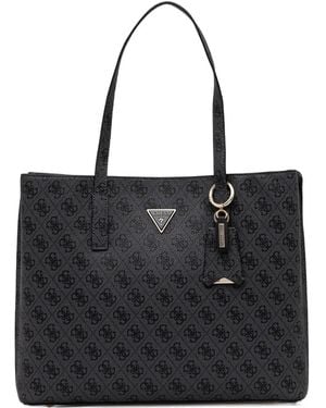 Guess Sac Cabas Meridian À Breloque Monogrammée - Noir
