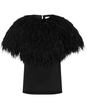 Loulou de Saison Iona Blouse Met Veren Afwerking - Zwart