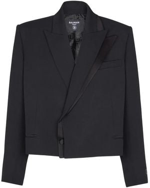 Balmain Grain De Poudre Wool Blazer - Black