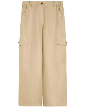 Weekend by Maxmara Finale Linen Cargo-Pocket Trousers - Natural