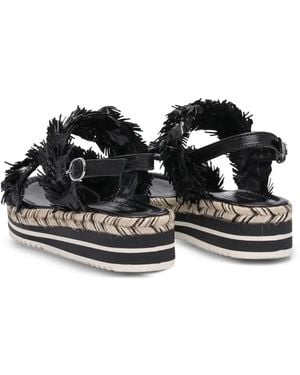 Toni Pons Fringed Platform Sandals - Black