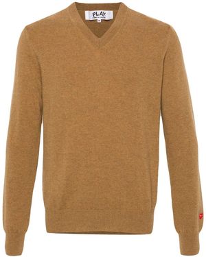 COMME DES GARÇONS PLAY Heart-Patch Wool Sweater - Brown