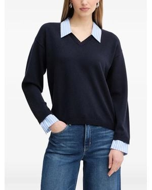 Morgan Turned-Down Collar Jumper - Blue