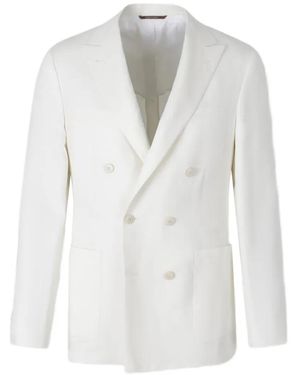 Canali Double-Breasted Peak-Lapel Blazer - White