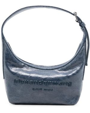 Alexander Wang Crinkled-Effect Logo-Debossed Shoulder Bag - Blue