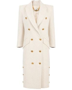Elisabetta Franchi Double-Breasted Coat - Natural