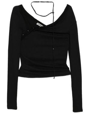 Hyein Seo Verdrehtes T-Shirt - Schwarz