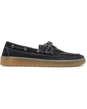 POSA Boat Brushed-Suede Boat Shoes - White