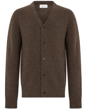 Roberto Collina Ribbed-Knit V-Neck Cardigan - Brown