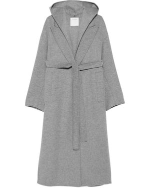 Sportmax Hooded Belted Coat - Gray