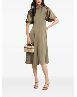 Michael Kors Cape-Sleeve Midi Dress - Natural