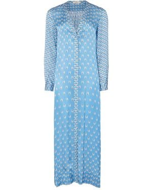 Temperley London Cowrie Print Silk Coat - Blue