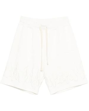 Vision Of Super Flame-Embroidered Shorts - White