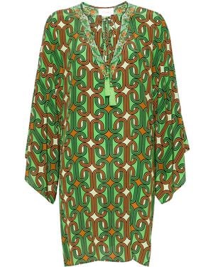 CAMILLA Geometric-Print Mini Dress - Green