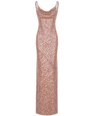 ROSERRY Margot Sequin-Embellished Cowl-Neck Maxi Dress - White