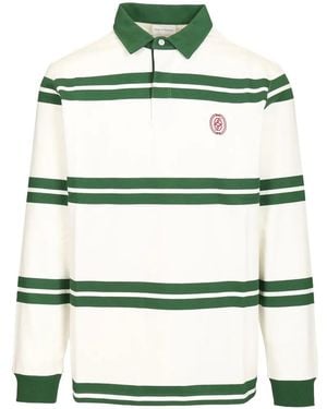 Drole de Monsieur Ornament Striped Polo Shirt - Green