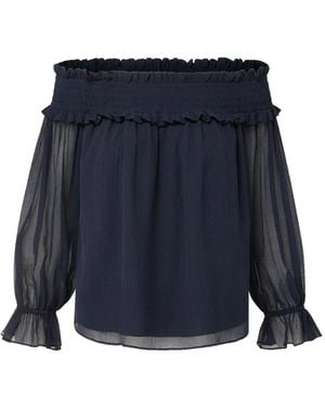 Veronica Beard Callum Off-Shoulder Ruffled Blouse - Blue