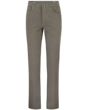 Brunello Cucinelli Garment-Dyed Five-Pocket Trousers - Grey
