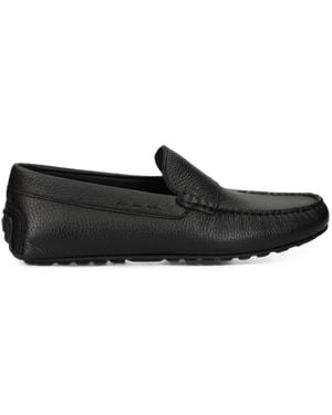 BOSS Loafer Aus Gekörntem Leder Mit Treibersohle - Schwarz