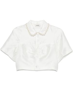 Sandro Beaded Satin-Effect Shirt - White