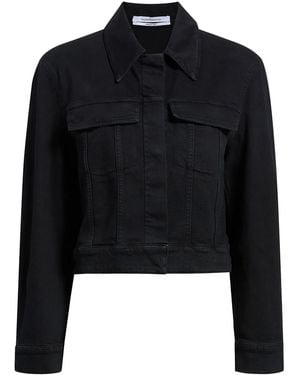 Another Tomorrow Cropped Organic-Cotton Blend Denim Jacket - Black