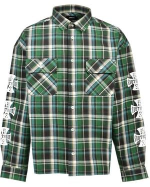 BREATH Tartan-Check Graphic-Print Shirt - Green