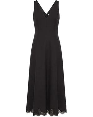 Valentino Garavani Lace-Trim V-Neck Dress - Black