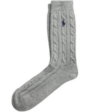 Polo Ralph Lauren Cable-Knit Pony Socks - Gray