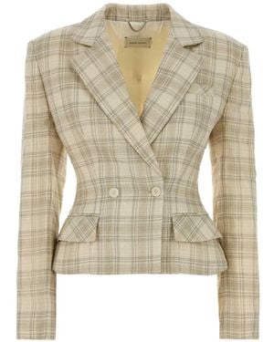 Magda Butrym Check-Pattern Double-Breasted Blazer - White