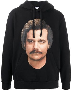 ih nom uh nit Portrait Print Drawstring Hoodie - Black