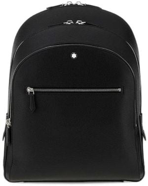 Montblanc Medium Grained Calf Leather Backpack - Black