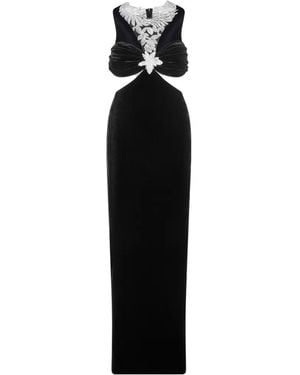 IMROSKA Queen Cleopatra Cut-Out Embellished Maxi Dress - Black