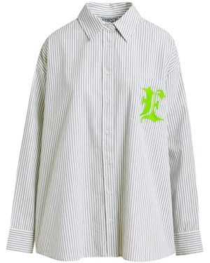 Essentiel Antwerp Camicia A Righe Con Ricamo - Grigio