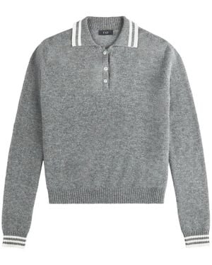 Fay Stripe-Trim Button-Up Sweater - Gris