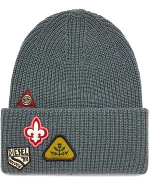 DIESEL K-Pha Ribbed-Knit Beanie Hat - Grey