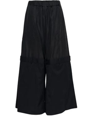 Noir Kei Ninomiya Drop-Waist Wide-Leg Trousers - Black