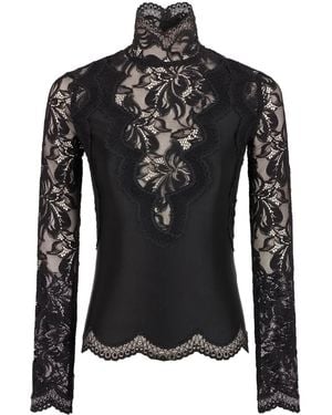 Rabanne Long-Sleeve Lace Top - Black